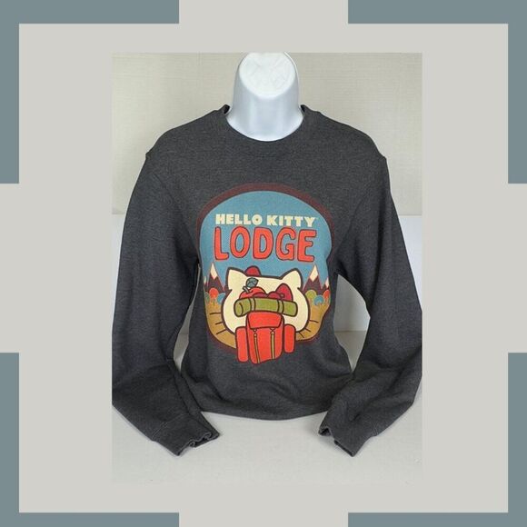 Hello Kitty Winter Lodge Event Sweatshirt - Women's S - Grey Fleece - NWOT! - Picture 1 of 5